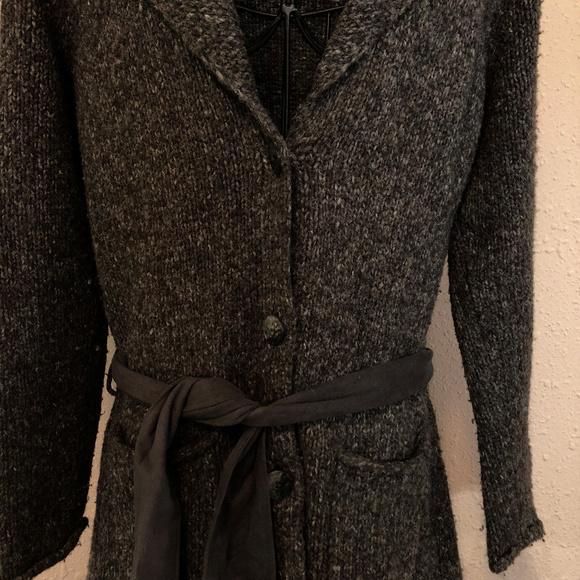 J. Jill Grey Wool Long Cardigan Jacket with Sash - Picture 7 of 7
